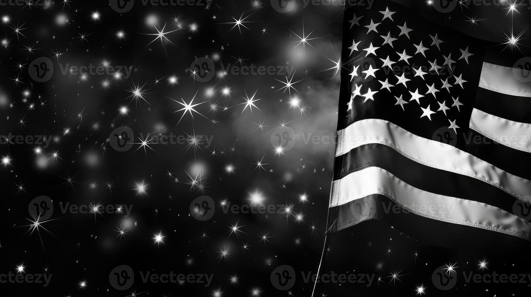 independence american flag black white photo