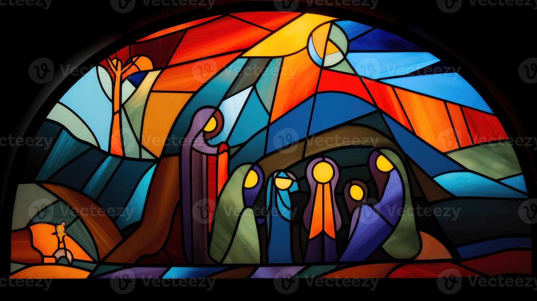 interpretation nativity stained glass photo