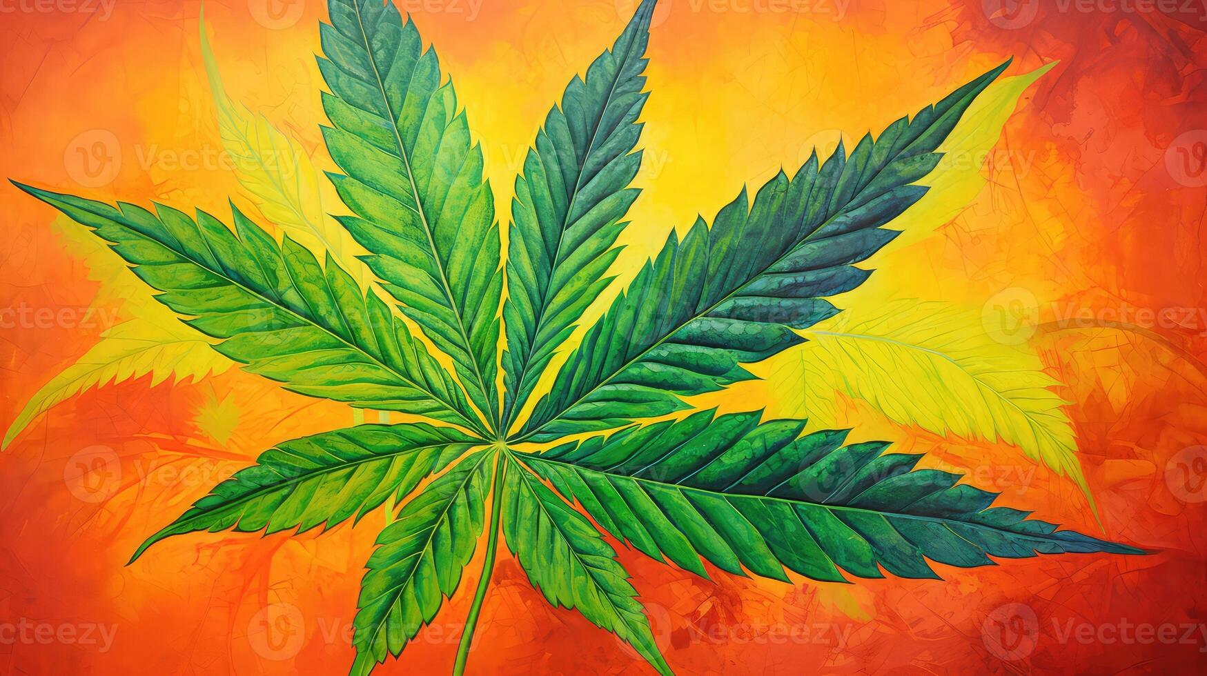 colorful hemp leaf drawing photo