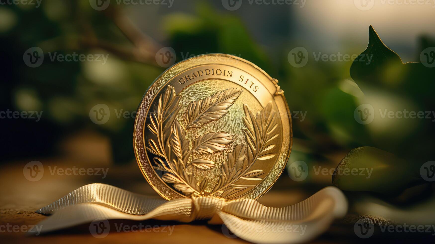 ribbon gold award badge photo