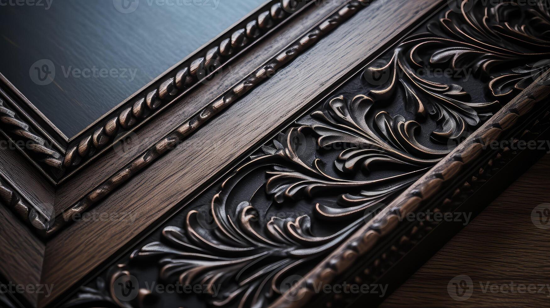 finish dark wooden frame photo