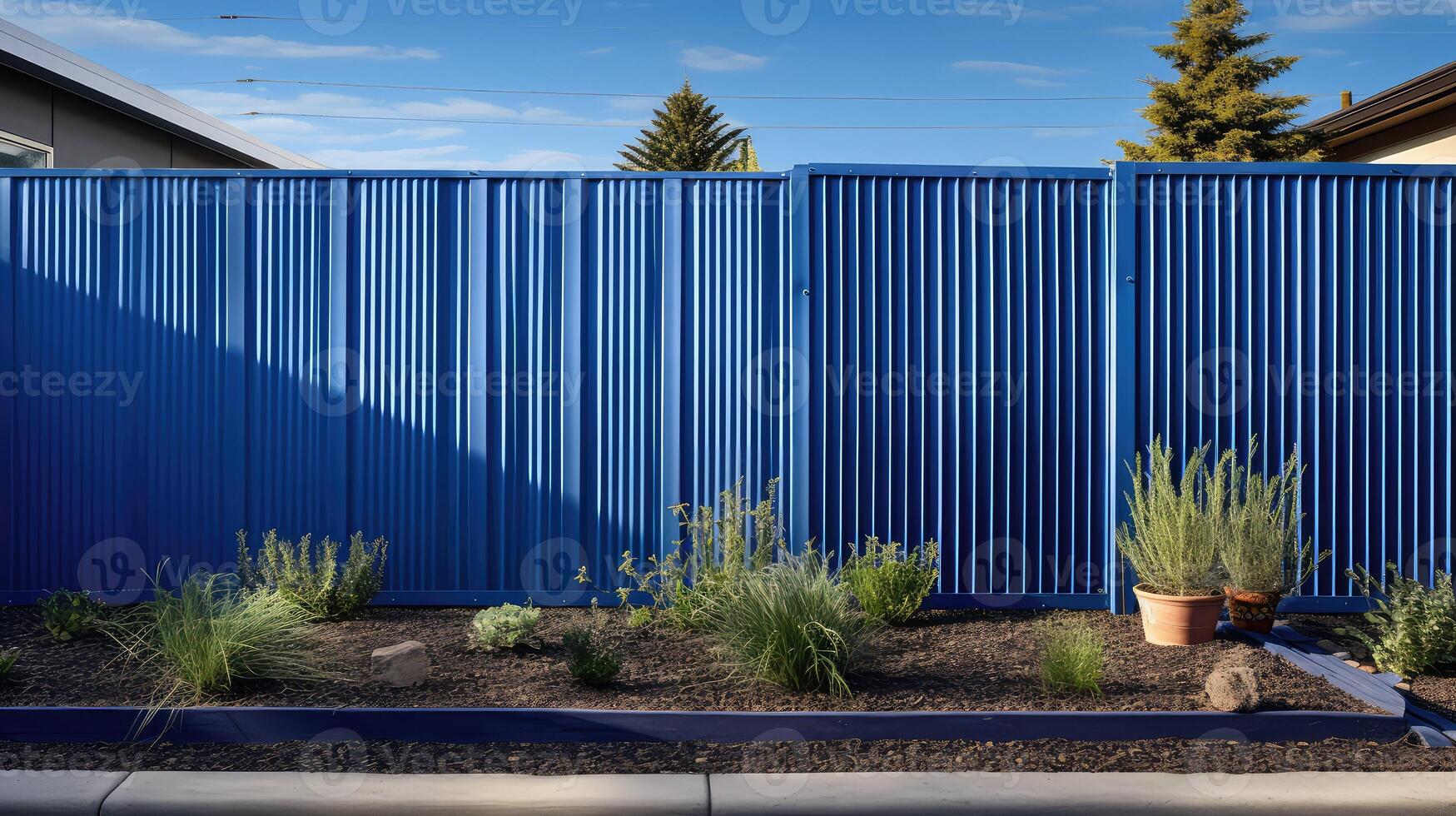 sleek blue corrugated metal photo