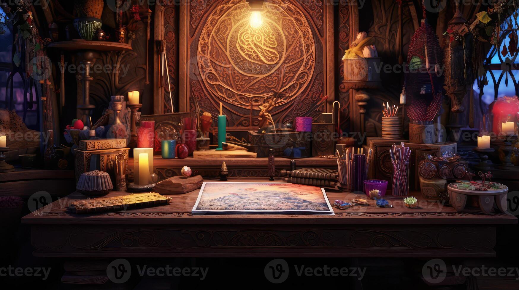 carvings beautiful desk photo