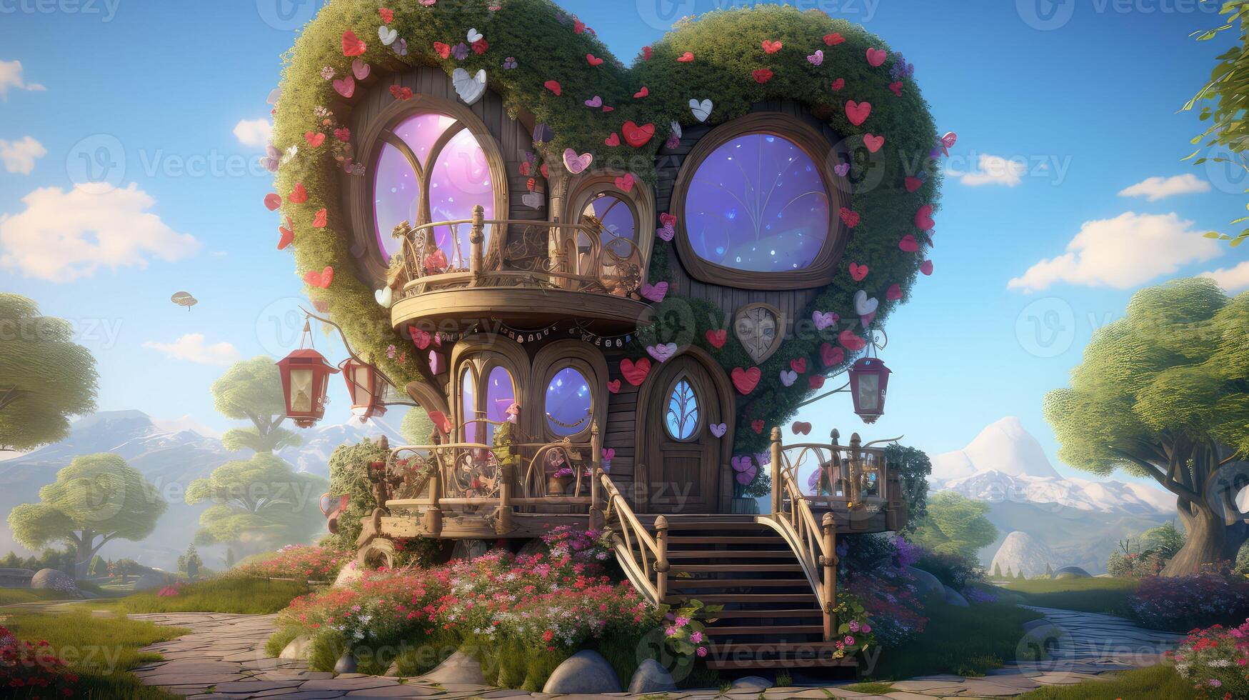 whimsical house with hearts photo