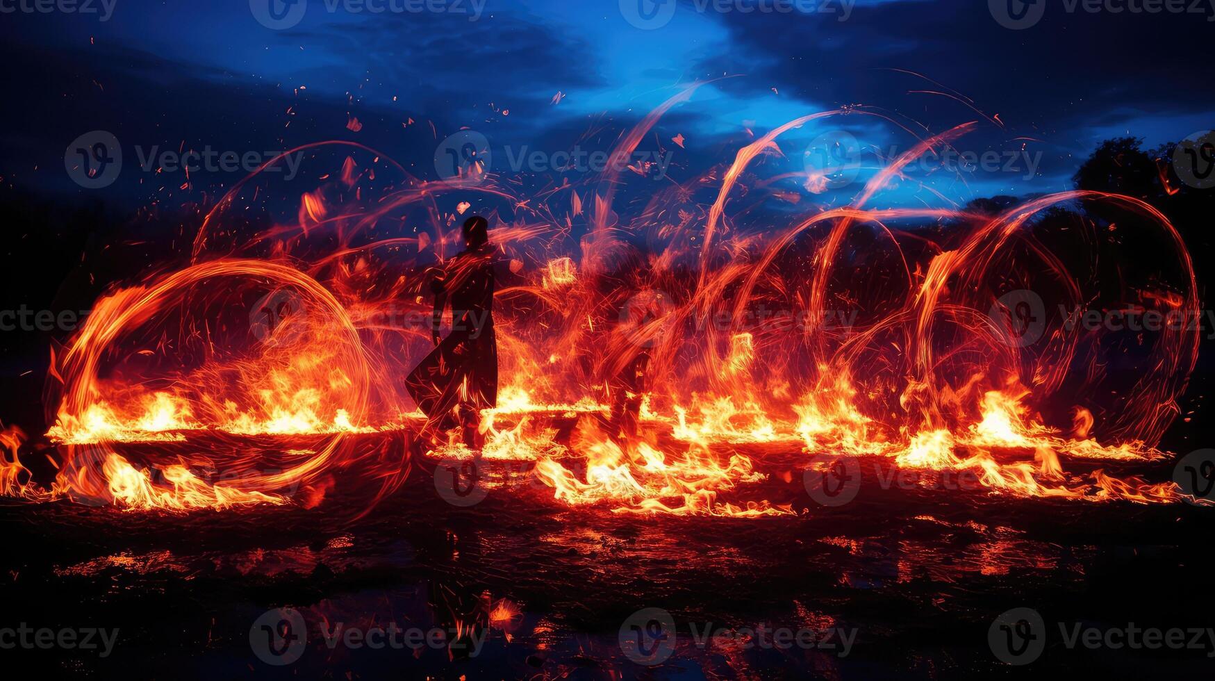 flames blue and red fire photo