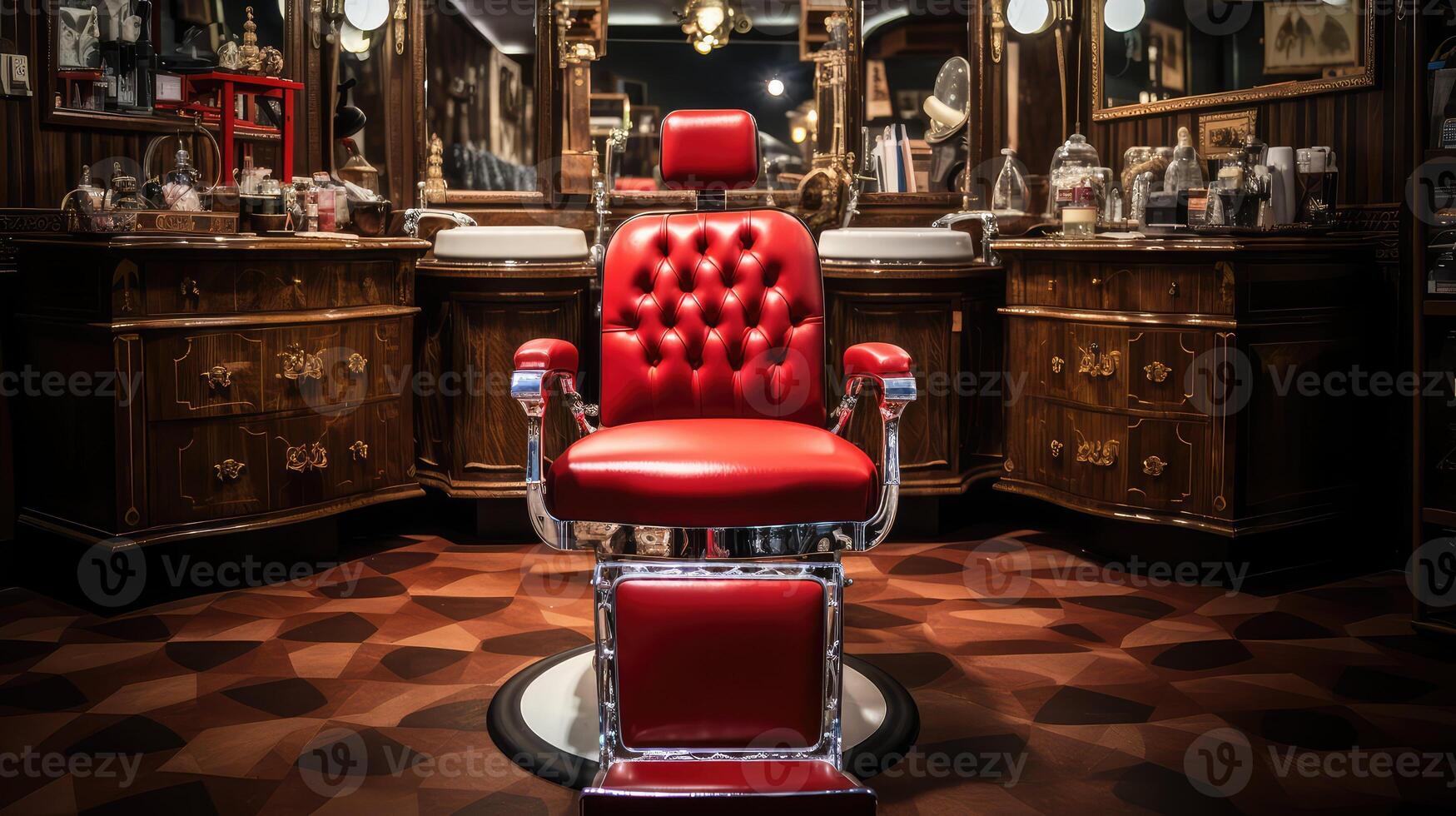 leather red barber chair photo