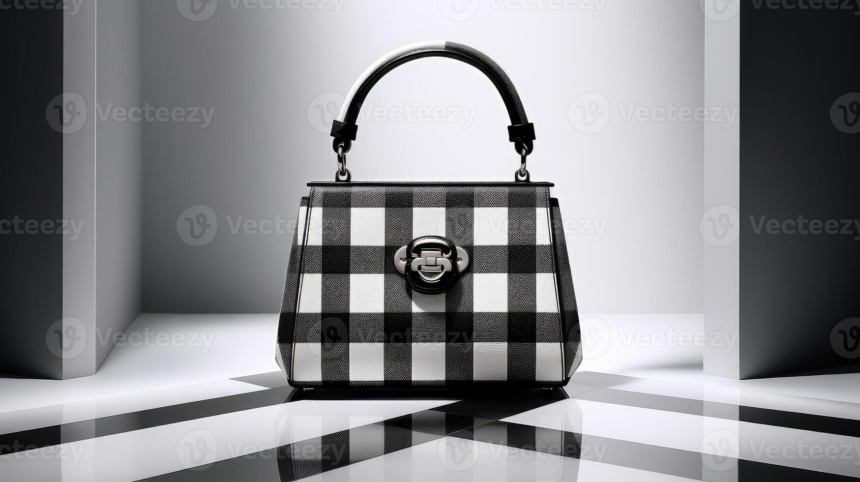 structured plaid black white photo