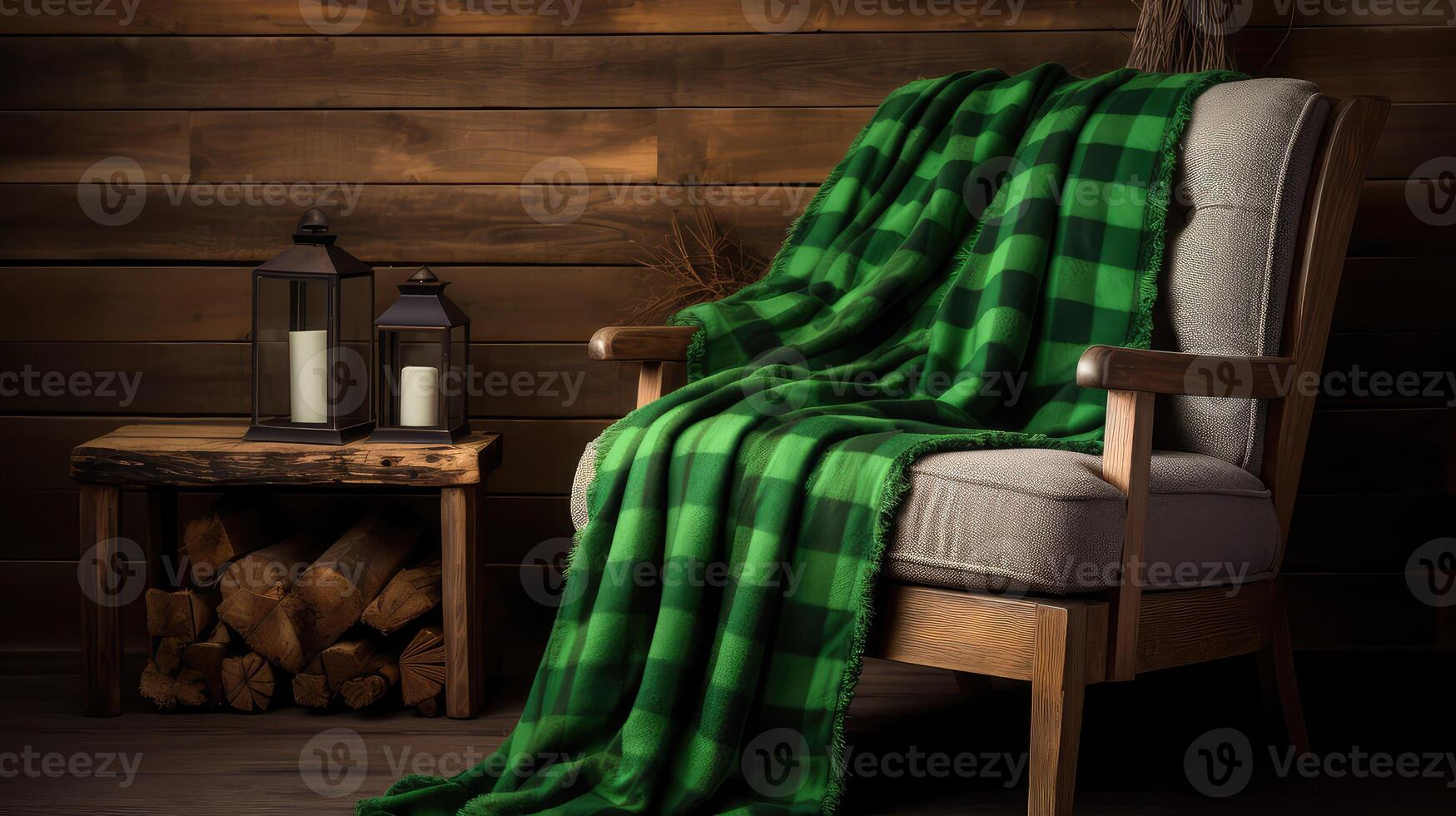 blanket green buffalo check photo