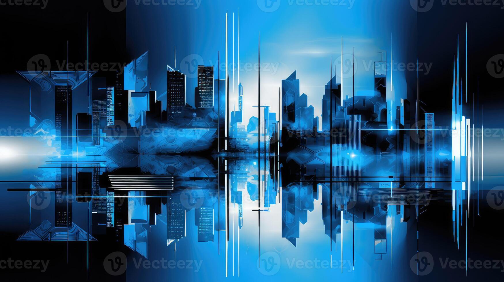 skyscrapers blue abstract futuristic black photo
