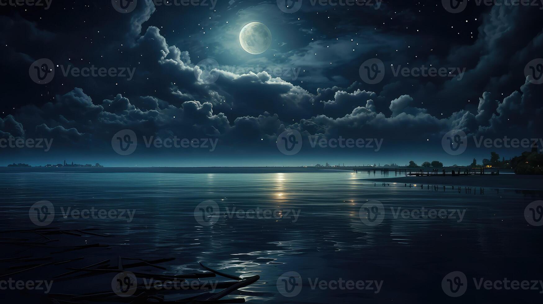 night black ocean photo