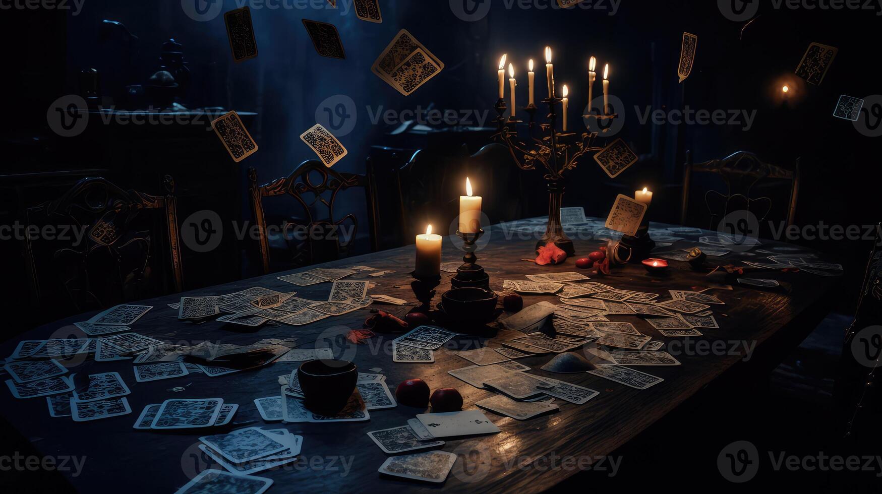tarot dark table surface photo