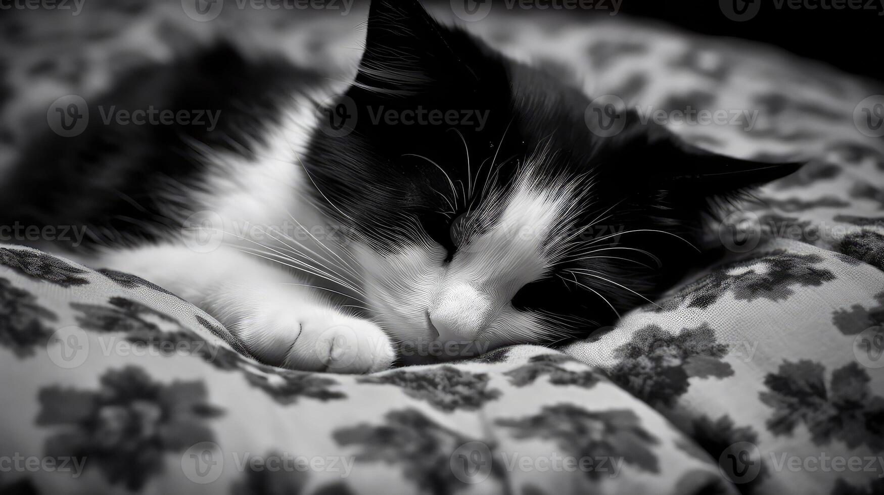 feline black and white cats photo