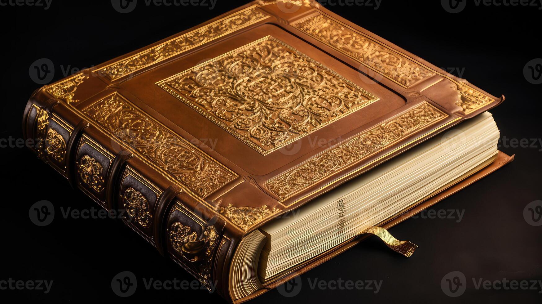 ornate old open book photo