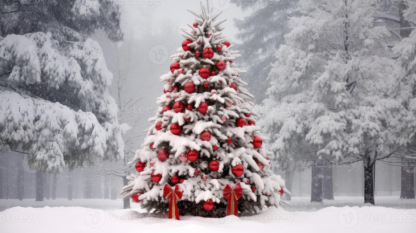 outdoor christmas tree red photo