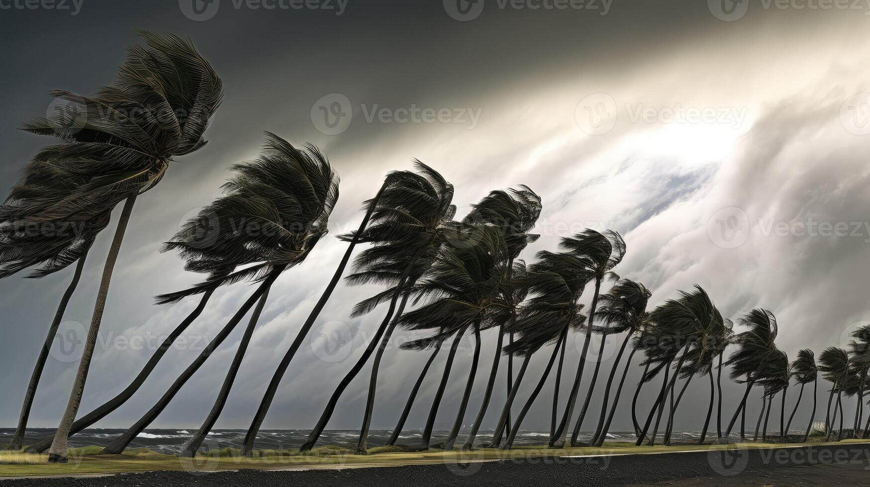 storm palm tree line photo