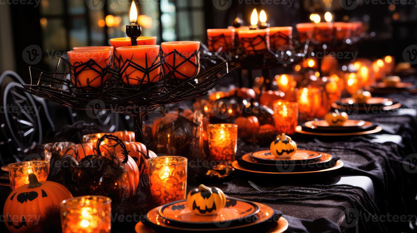 table orange halloween background photo