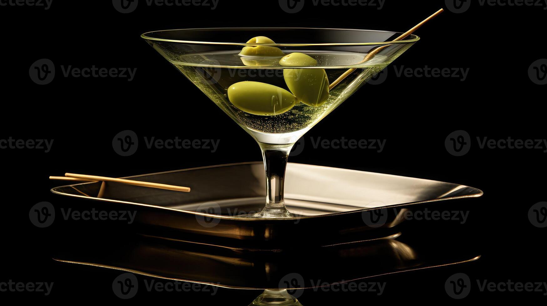 cocktail martini glass with olive photo