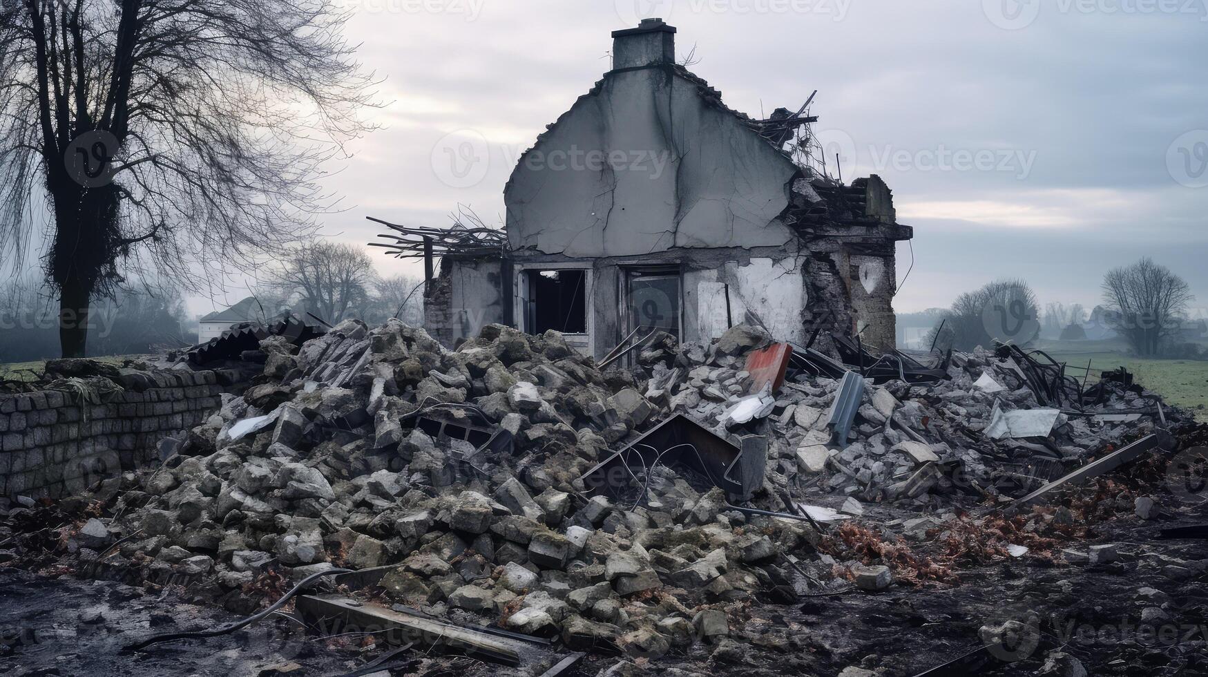 aftermath demolished house photo