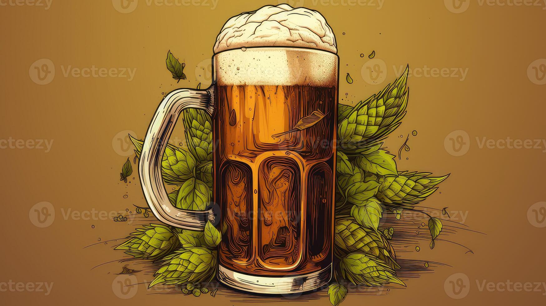 rustic hand drawn beer mug photo