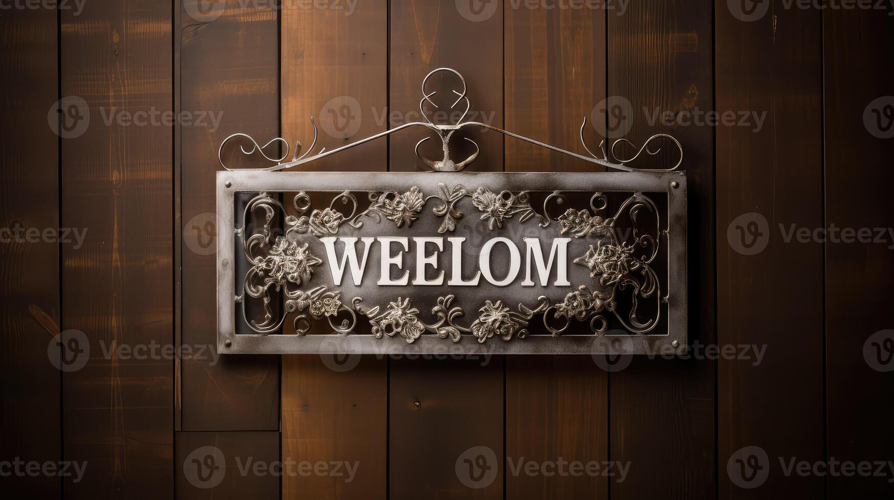 rustic metal welcome sign photo