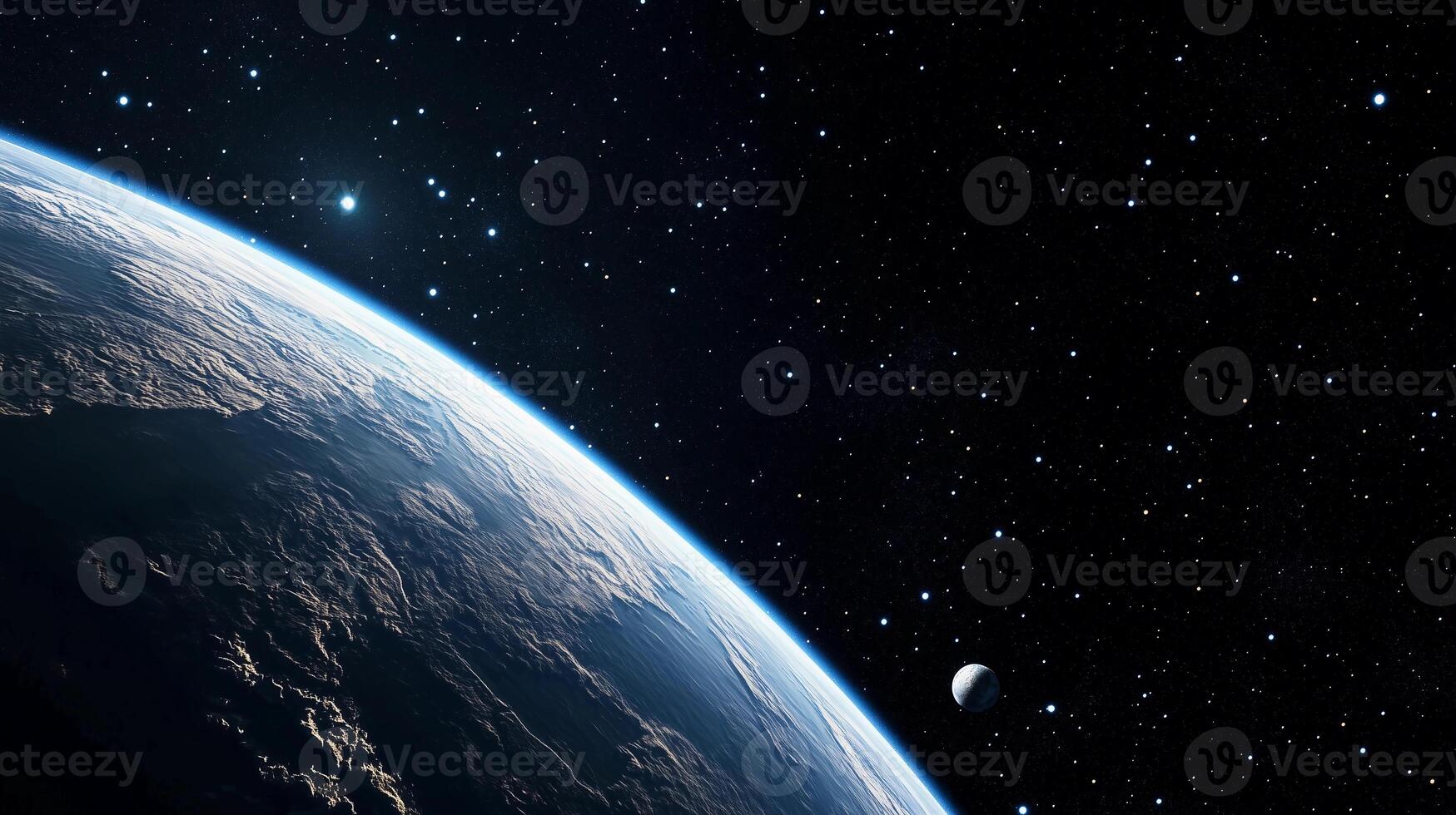 A close up of the Earth with a large number of stars in the background. The stars are scattered all over the sky, creating a sense of vastness and wonder photo