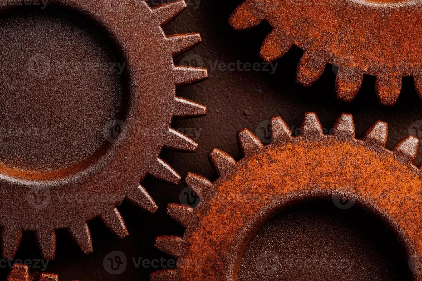 Interlocking rusty gears creating a dynamic industrial mechanism photo