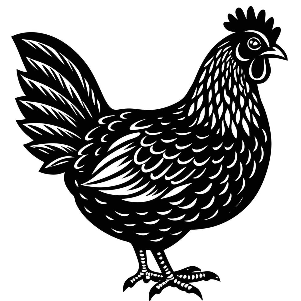 Walking hen silhouette design vector