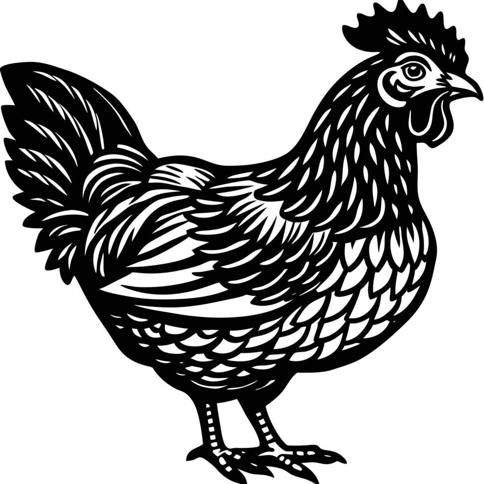 Black chicken silhouette illustration vector