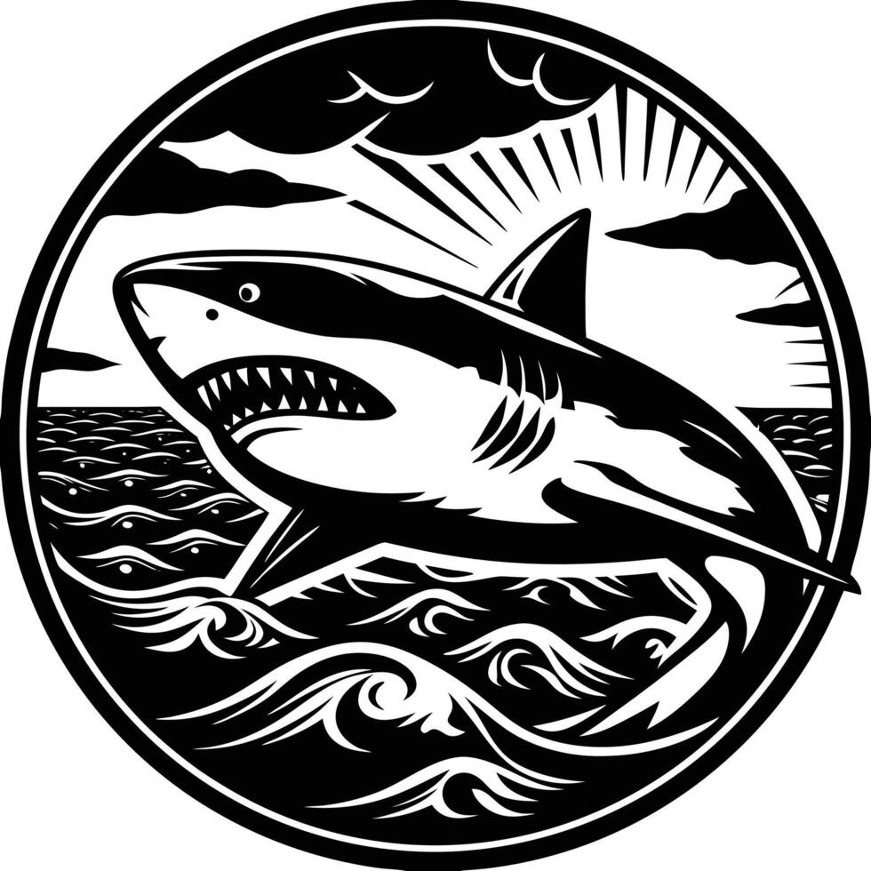 Decorative shark silhouette image vector