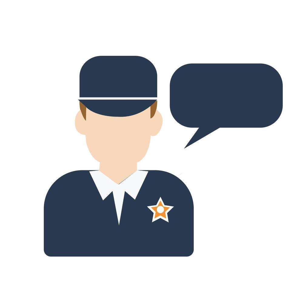 Police Officer Icon - Law Enforcement Communication with Speech Bubble vector
