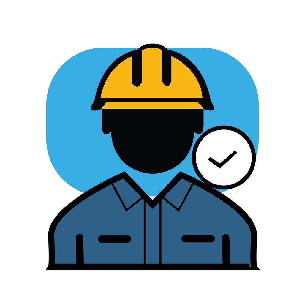 Construction worker icon, worker Illustration icon, logo design template and white vector
