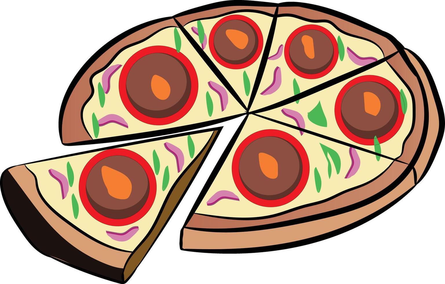 a realistic cheese beef pizza high regulation color vector