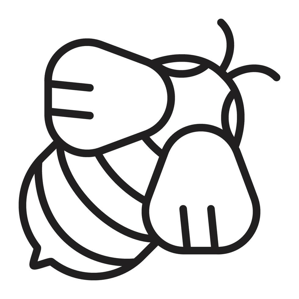Bee single line icon, black editable stroke, simple monochrome pictogram, outline illustration vector
