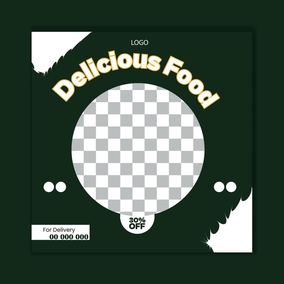 Delicious Food Social Media Post Design Template. vector