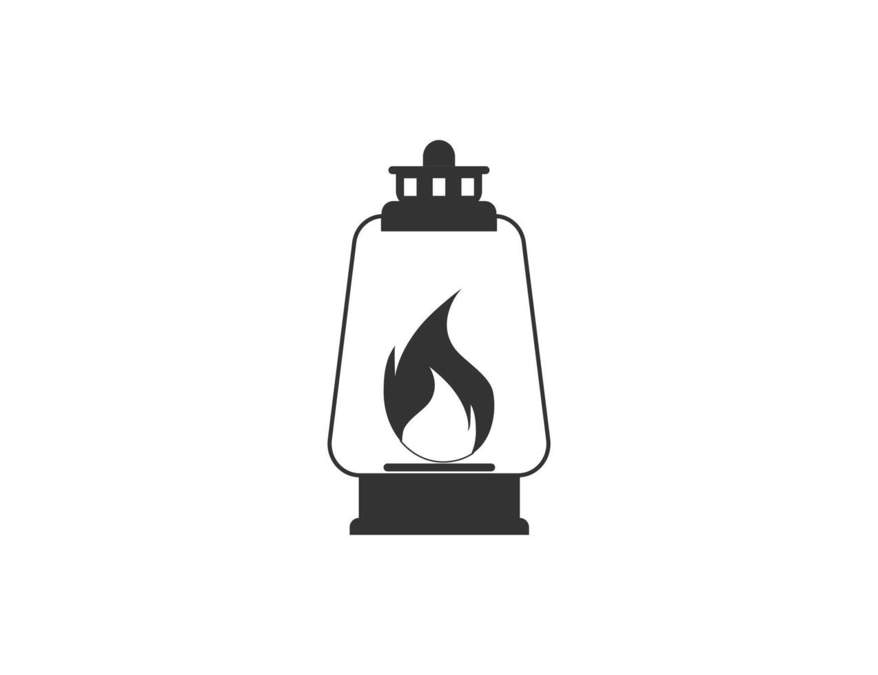 Light, oil lamp dark icon. vector