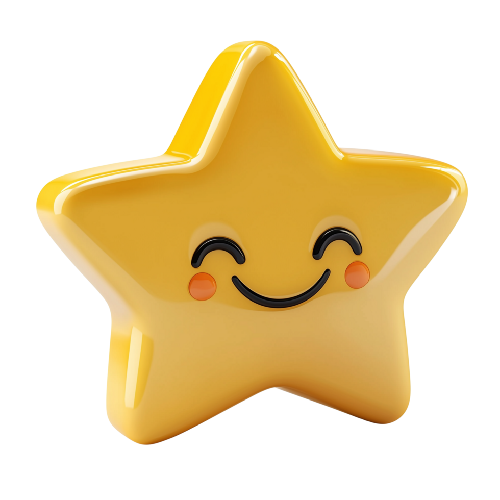 3D Cartoon Star with a Sparkling Bright Glow and Twinkle Isolated on transparent Background png