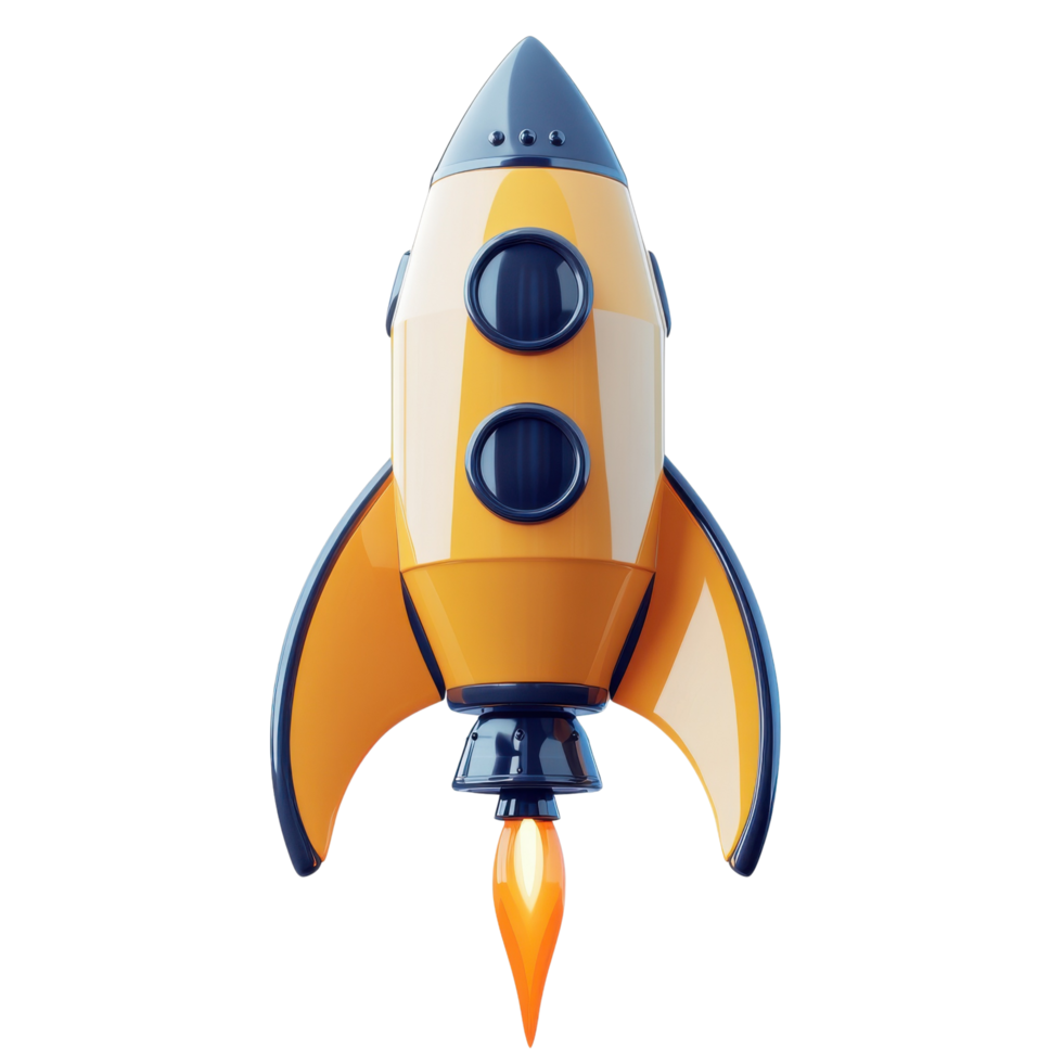 Exciting 3D Rocket Icon with High-Tech Modern Design Isolated on transparent Background png