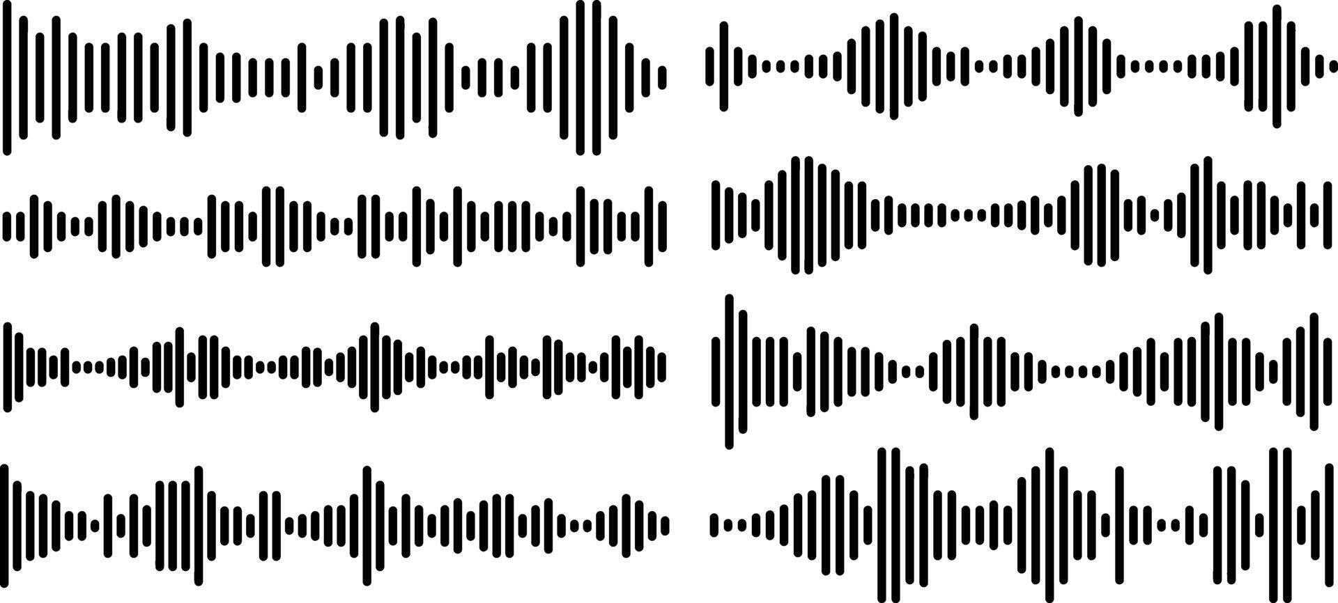 Voice message equalizer set. Audio voice line with dotted lines. vector