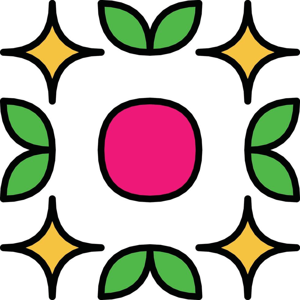Colorful Abstract Design Featuring Symmetrical Shapes and Fresh Leaf Motifs vector