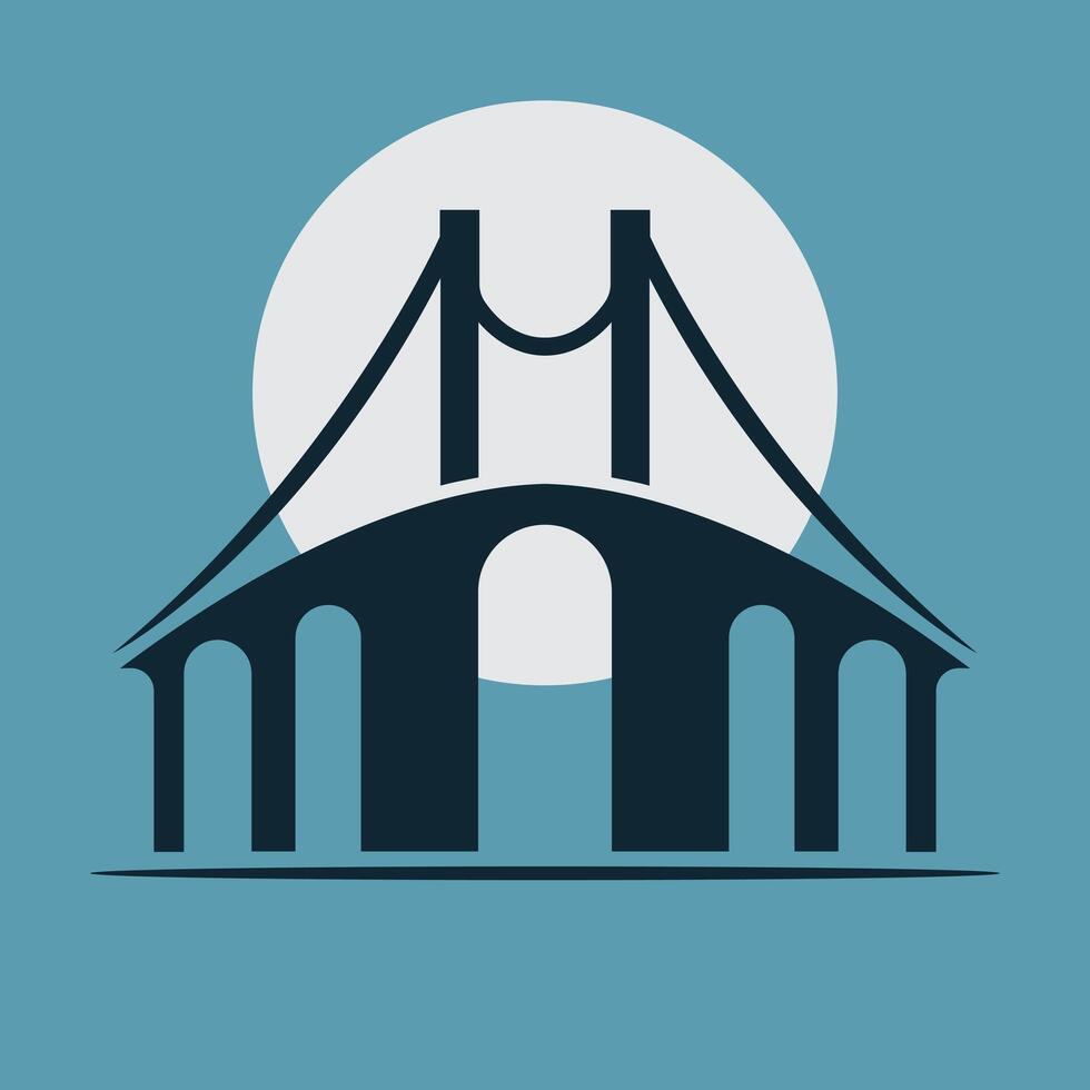 a bridge with a moon in the background vector