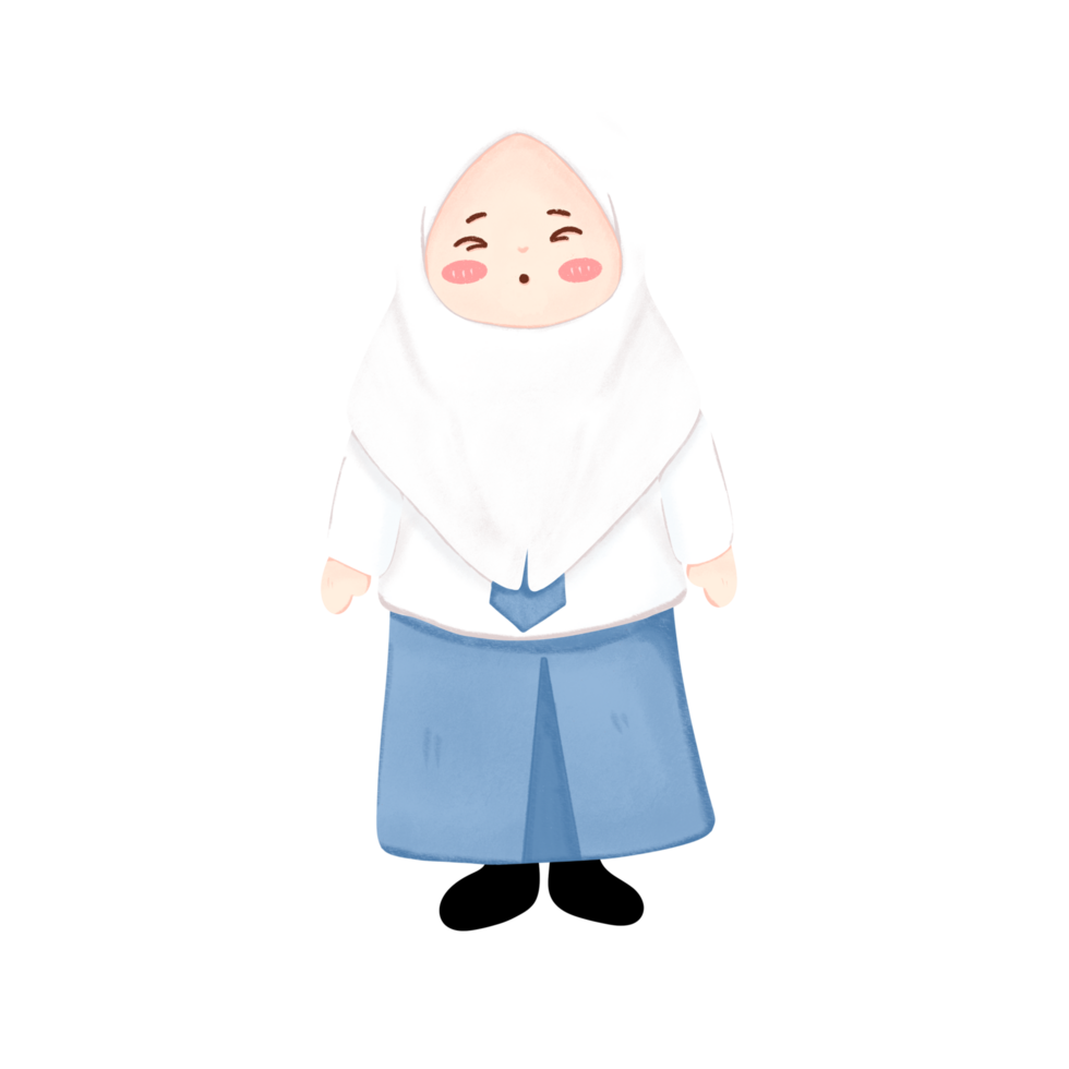 Cute hand drawn Indonesian senior high school student png