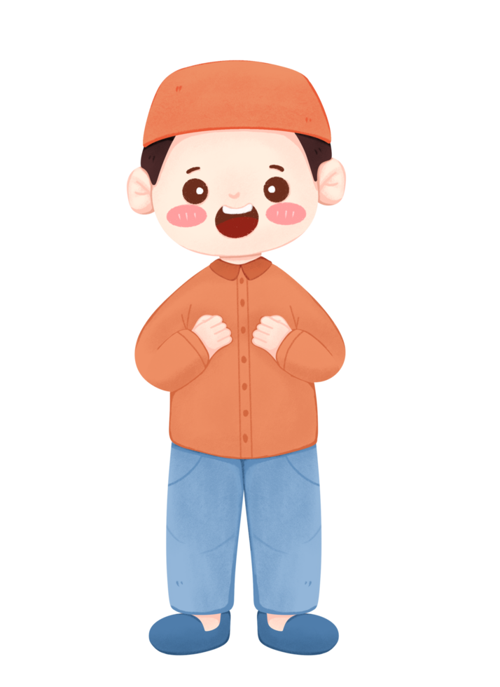 Cute cheerful muslim boy png