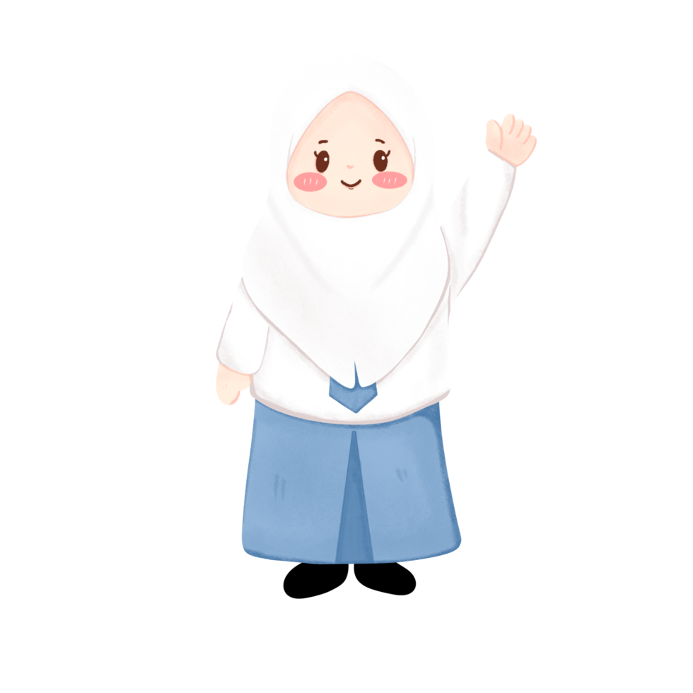 Cute Indonesian senior high school student with hand up png