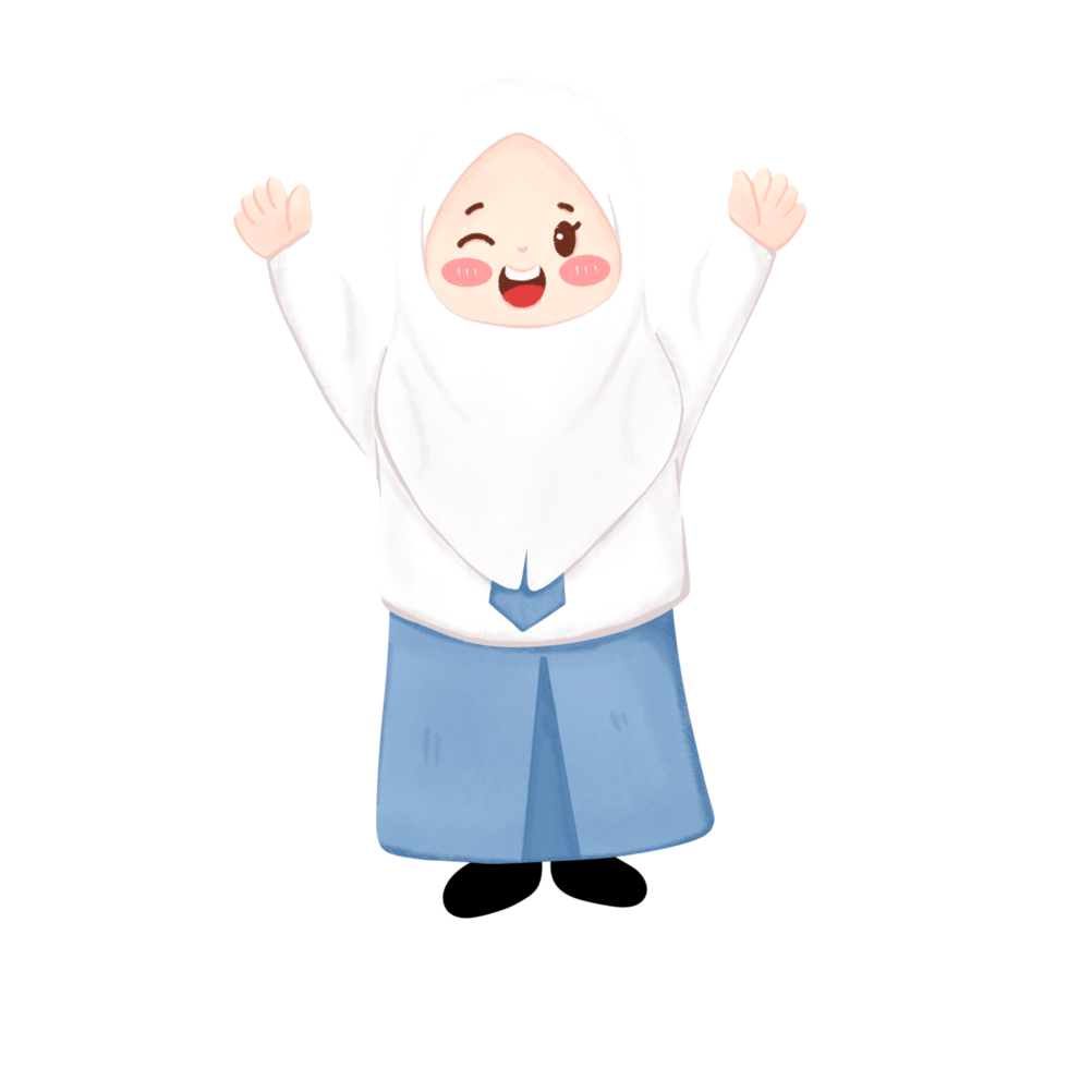 Cute Indonesian senior high school student with happy face png