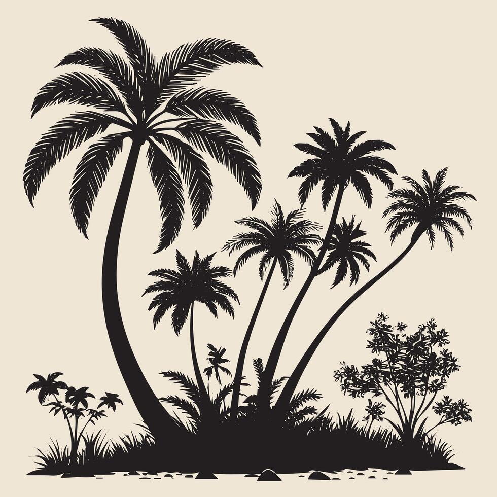 Silhouette of Palm Trees vector