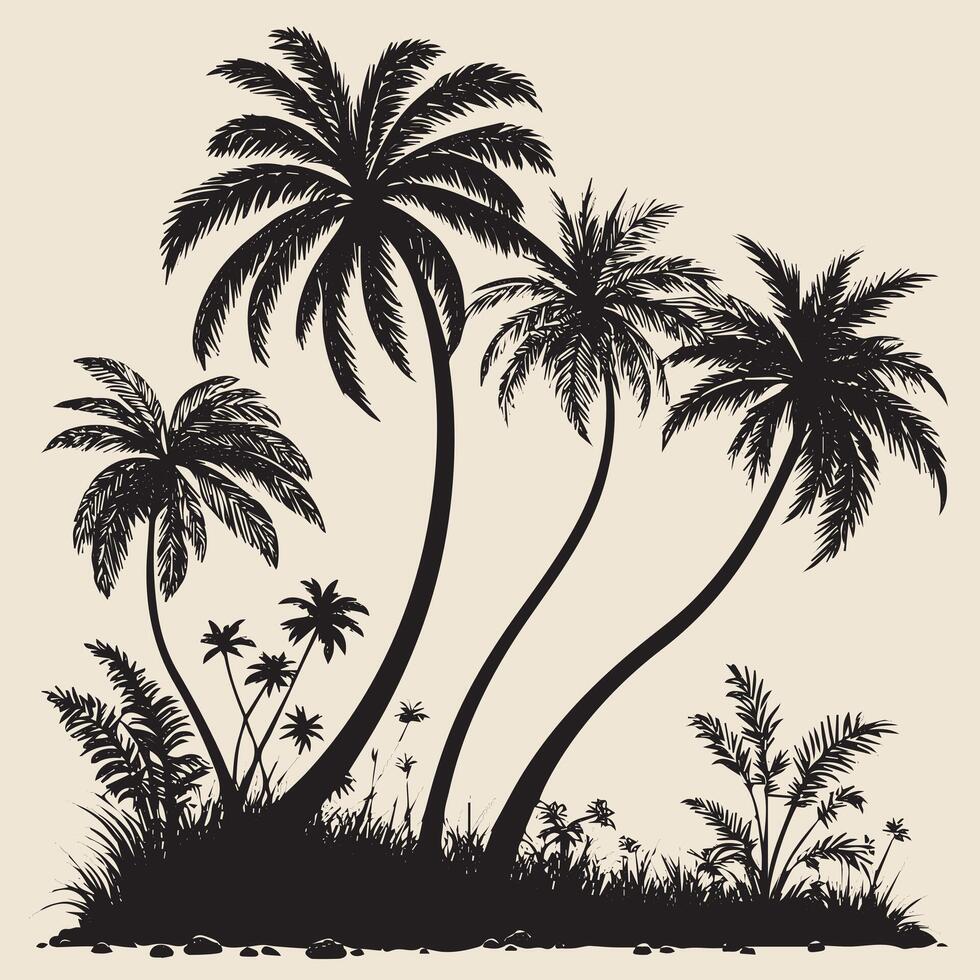 Palm Trees Silhouette vector
