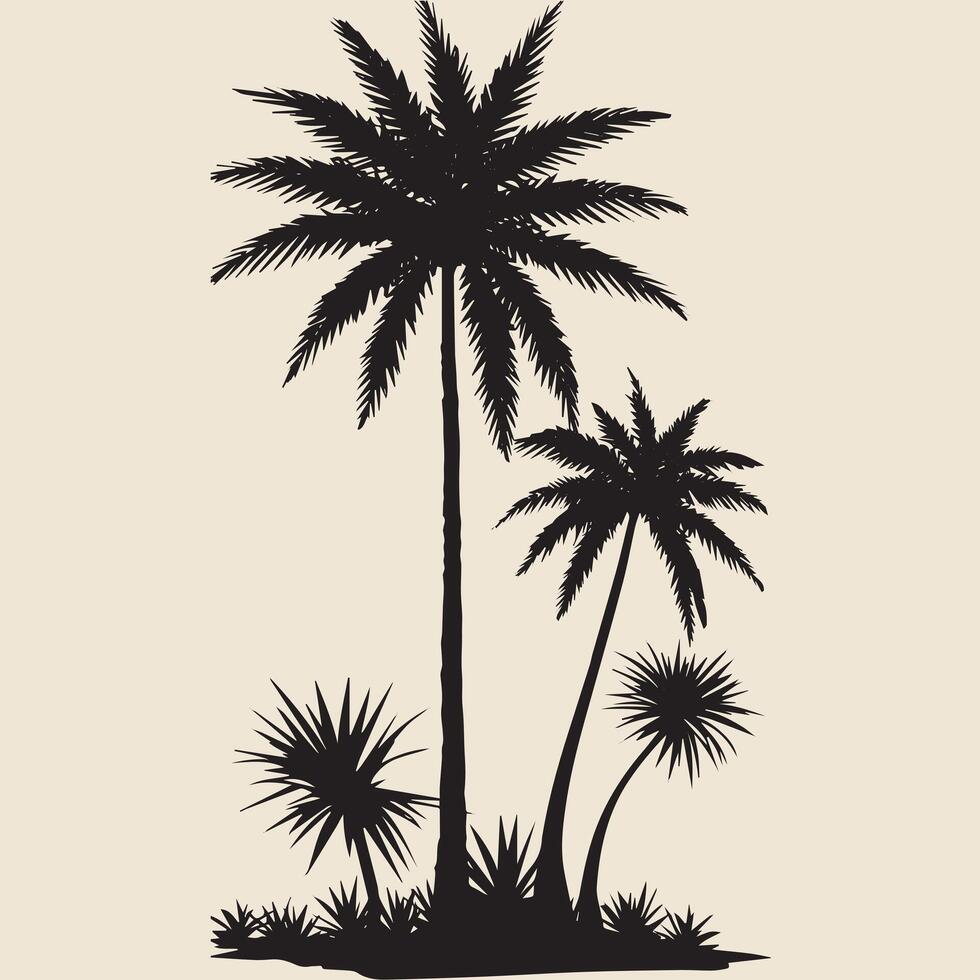 Tropical Palm Trees Silhouette vector