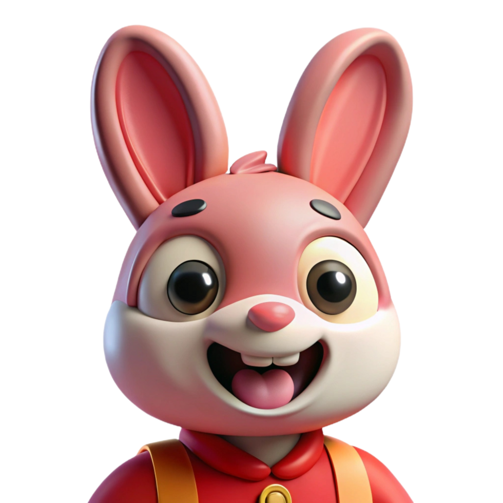 A cartoonish rabbit character with a cheerful expression. png
