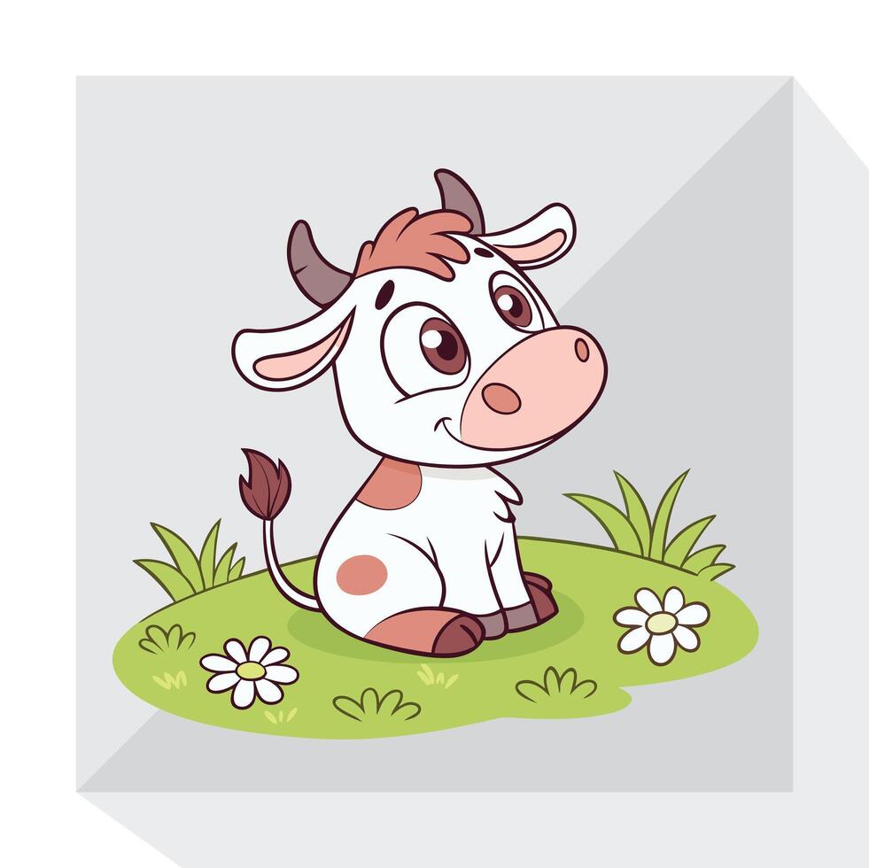 Whimsical cow Art vector