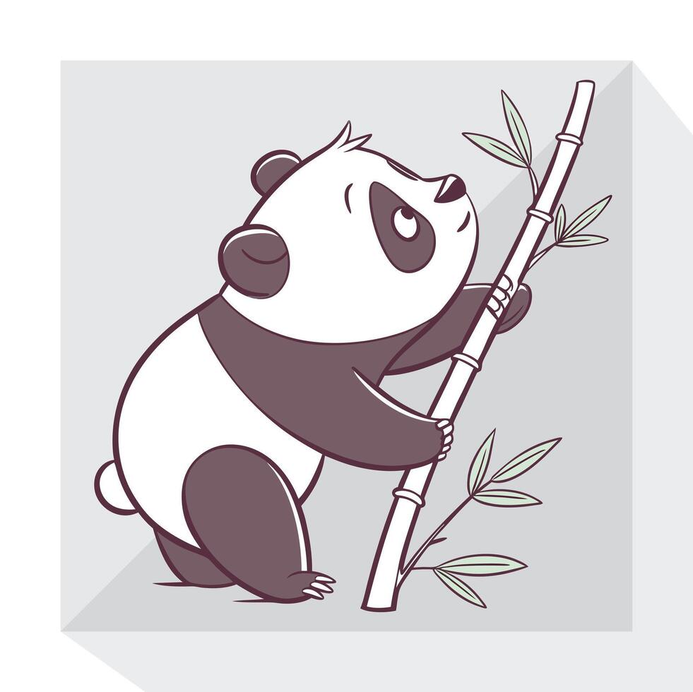 Cute Bamboo-Loving Bear Art vector